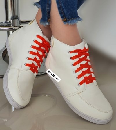 TENIS BOTINHA BRANCO / CADARÇO LARANJA