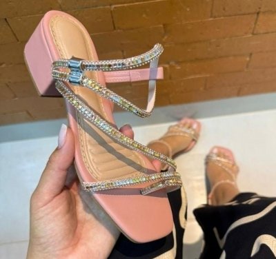 SANDÁLIA ROSÊ / STRASS / AJUSTE LATERAL