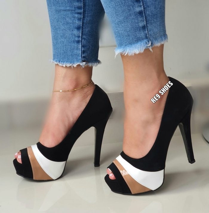 Peep toe shop meia pata